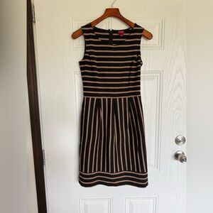 2 for $15 sale: Merona black tan striped a-line fit & flare sleeveless dress - S